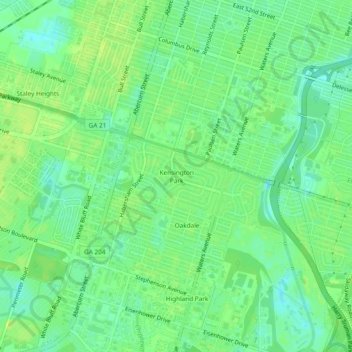 Mappa topografica Kensington Park, altitudine, rilievo