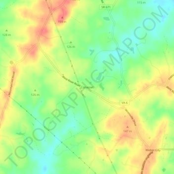 Mappa topografica Cohasset, altitudine, rilievo