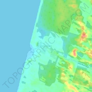 Mappa topografica Hokio Beach, altitudine, rilievo