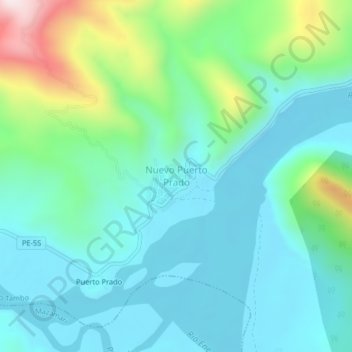 Mappa topografica Nuevo Puerto Prado, altitudine, rilievo