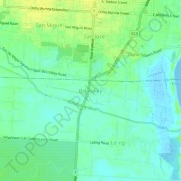 Mappa topografica Balutakay, altitudine, rilievo