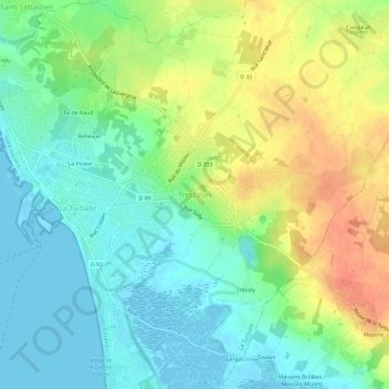 Mappa topografica Trescalan, altitudine, rilievo
