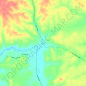 Mappa topografica Levee, altitudine, rilievo