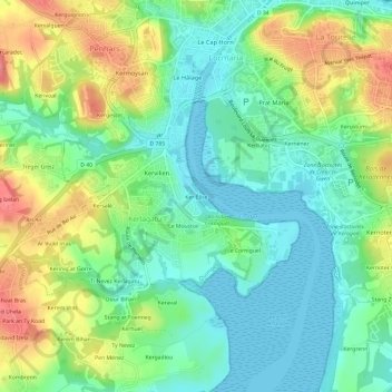 Mappa topografica Ker Élise, altitudine, rilievo