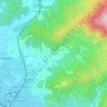 Mappa topografica Sommaia, altitudine, rilievo