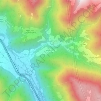 Mappa topografica Fleins - Lines, altitudine, rilievo
