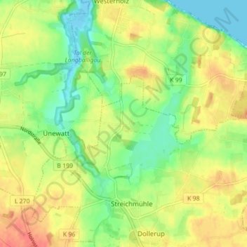 Mappa topografica Norderfeld, altitudine, rilievo