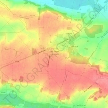 Mappa topografica Le Cormier, altitudine, rilievo