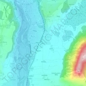 Mappa topografica Wetzl, altitudine, rilievo