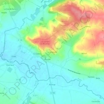 Mappa topografica La Fonpeyre, altitudine, rilievo