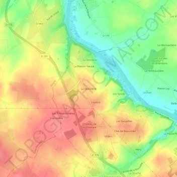 Mappa topografica La Grandière, altitudine, rilievo