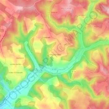 Mappa topografica Le Mas de Nadal, altitudine, rilievo