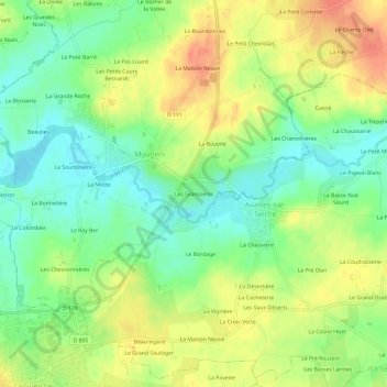 Mappa topografica Les Graissières, altitudine, rilievo