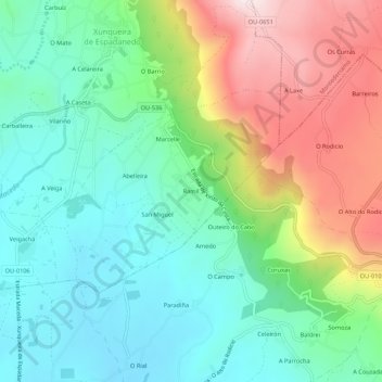 Mappa topografica Ramil, altitudine, rilievo