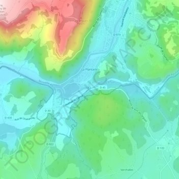 Mappa topografica Saint-Thomas, altitudine, rilievo