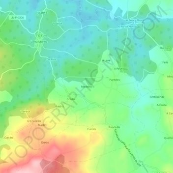 Mappa topografica Medeiro, altitudine, rilievo