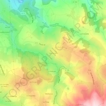 Mappa topografica Les Escots, altitudine, rilievo