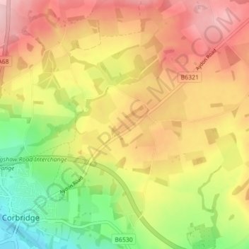 Mappa topografica Aydon, altitudine, rilievo