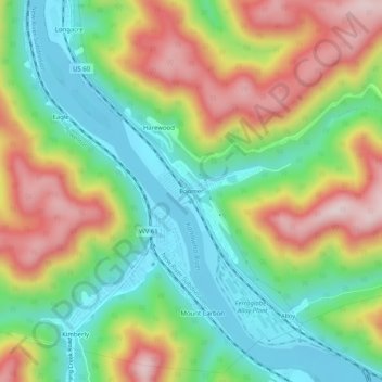 Mappa topografica Boomer, altitudine, rilievo