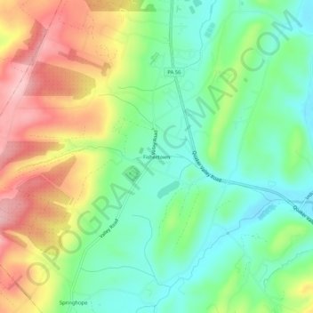 Mappa topografica Fishertown, altitudine, rilievo