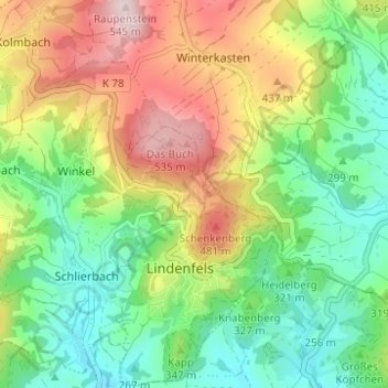 Mappa topografica Litzelröder, altitudine, rilievo