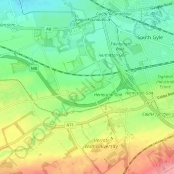 Mappa topografica Gogarbank, altitudine, rilievo