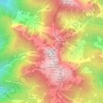 Mappa topografica Mount Seymour, altitudine, rilievo