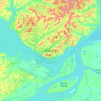 Mappa topografica Manaus, altitudine, rilievo