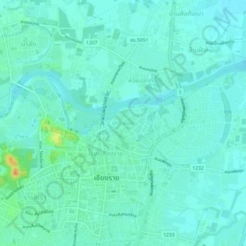 Mappa topografica Kho Loi, altitudine, rilievo