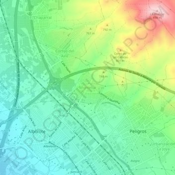 Mappa topografica Monteluz, altitudine, rilievo