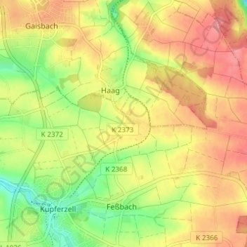Mappa topografica Kubach, altitudine, rilievo