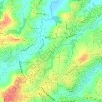 Mappa topografica Chantilly, altitudine, rilievo