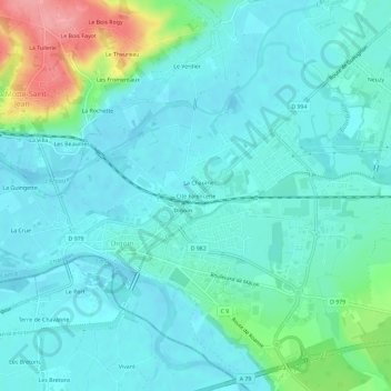 Mappa topografica Cité Faïencerie, altitudine, rilievo