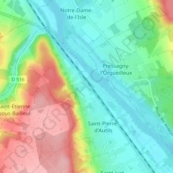 Mappa topografica Mestreville, altitudine, rilievo