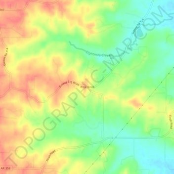 Mappa topografica Pine Knot, altitudine, rilievo