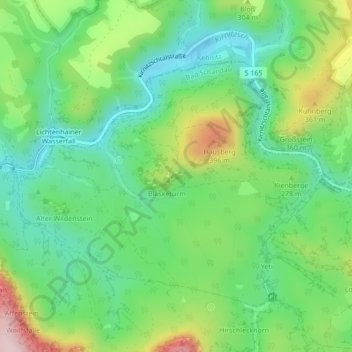 Mappa topografica Hebamme, altitudine, rilievo