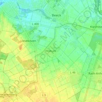 Mappa topografica Holtum, altitudine, rilievo