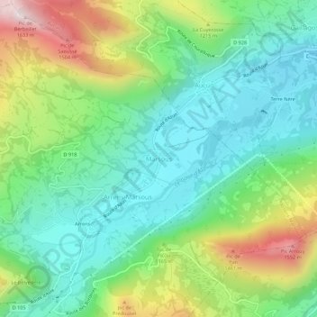 Mappa topografica Marsous, altitudine, rilievo