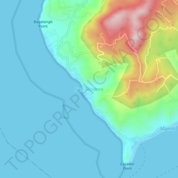 Mappa topografica San Teodoro, altitudine, rilievo