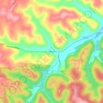 Mappa topografica Stillwell, altitudine, rilievo