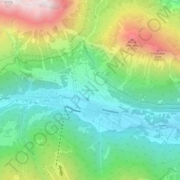 Mappa topografica Pedenosso, altitudine, rilievo