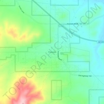Mappa topografica Pinedale, altitudine, rilievo