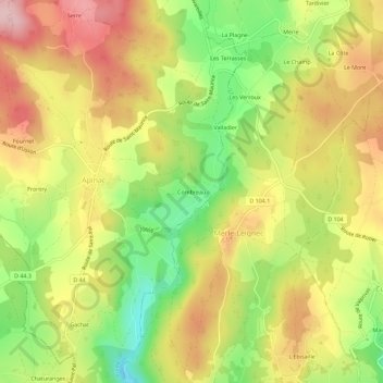 Mappa topografica Combreau, altitudine, rilievo