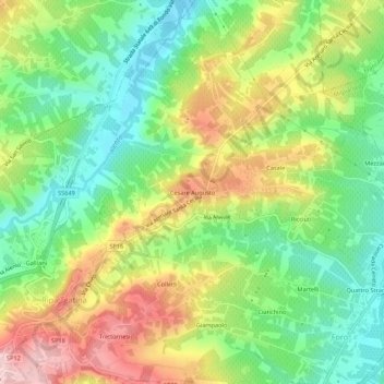 Mappa topografica Cesare Augusto, altitudine, rilievo