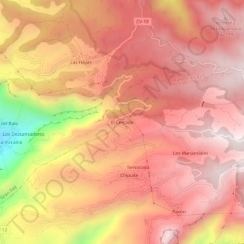 Mappa topografica El Cercado, altitudine, rilievo