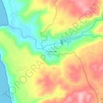 Mappa topografica Panchnadi, altitudine, rilievo