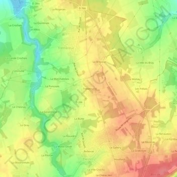 Mappa topografica Trébéfour, altitudine, rilievo