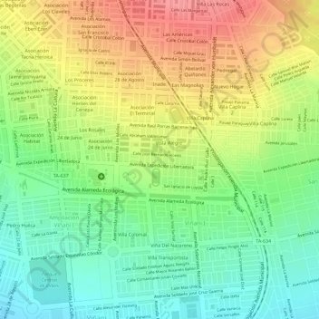 Mappa topografica 38, altitudine, rilievo