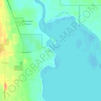 Mappa topografica Rowleys Bay, altitudine, rilievo