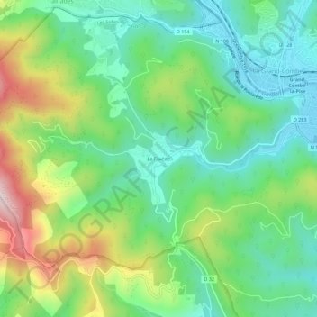 Mappa topografica La Favède, altitudine, rilievo